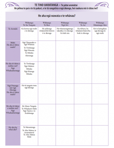 This is the kura whanau evaluation plan looking at how well do students achieve and exemplify the hopes and aspirations of their people and what are the aspirations of the whanau.