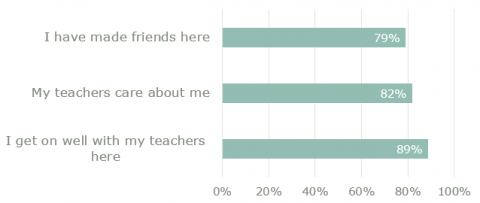 Figure 4 shows the percentage of students who agree with three wellbeing statements.