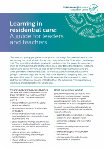 Cover of the Learning in residential care guide for leaders and teachers