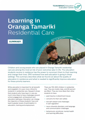 Learning in residential care summary cover