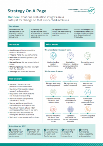 Te Ihuwaka strategy on a page
