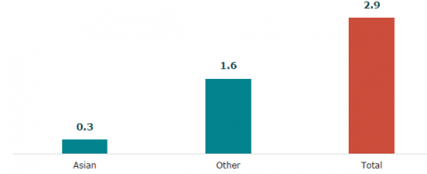 Figure 30: Age-standardised suspension rates per 1,000 learners (aged 13 -15), by ethnic groups (2020)